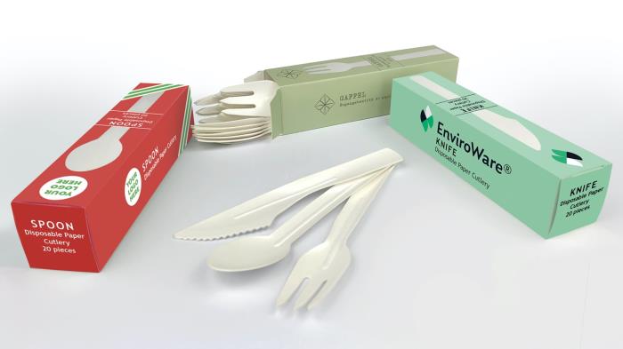 Celebration Packaging launches disposable paper cutlery in retail packs